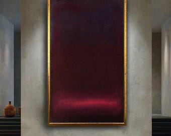 Mark Rothko Art Print. Dark Abstract Maroon and Black Canvas Wall Art – Minimalist Expressionist Print with Subtle Red Glow for Modern Decor