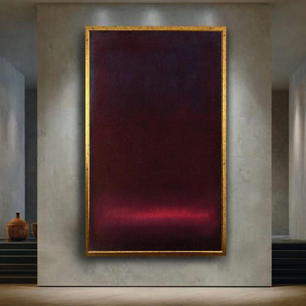 Mark Rothko Art Print. Dark Abstract Maroon and Black Canvas Wall Art – Minimalist Expressionist Print with Subtle Red Glow for Modern Decor