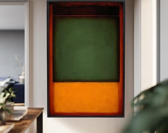 Mark Rothko Art, Green and Orange Abstract Canvas Print, Color Field Minimalist Wall Art, Modern Contemporary Abstract Print, Statement Art