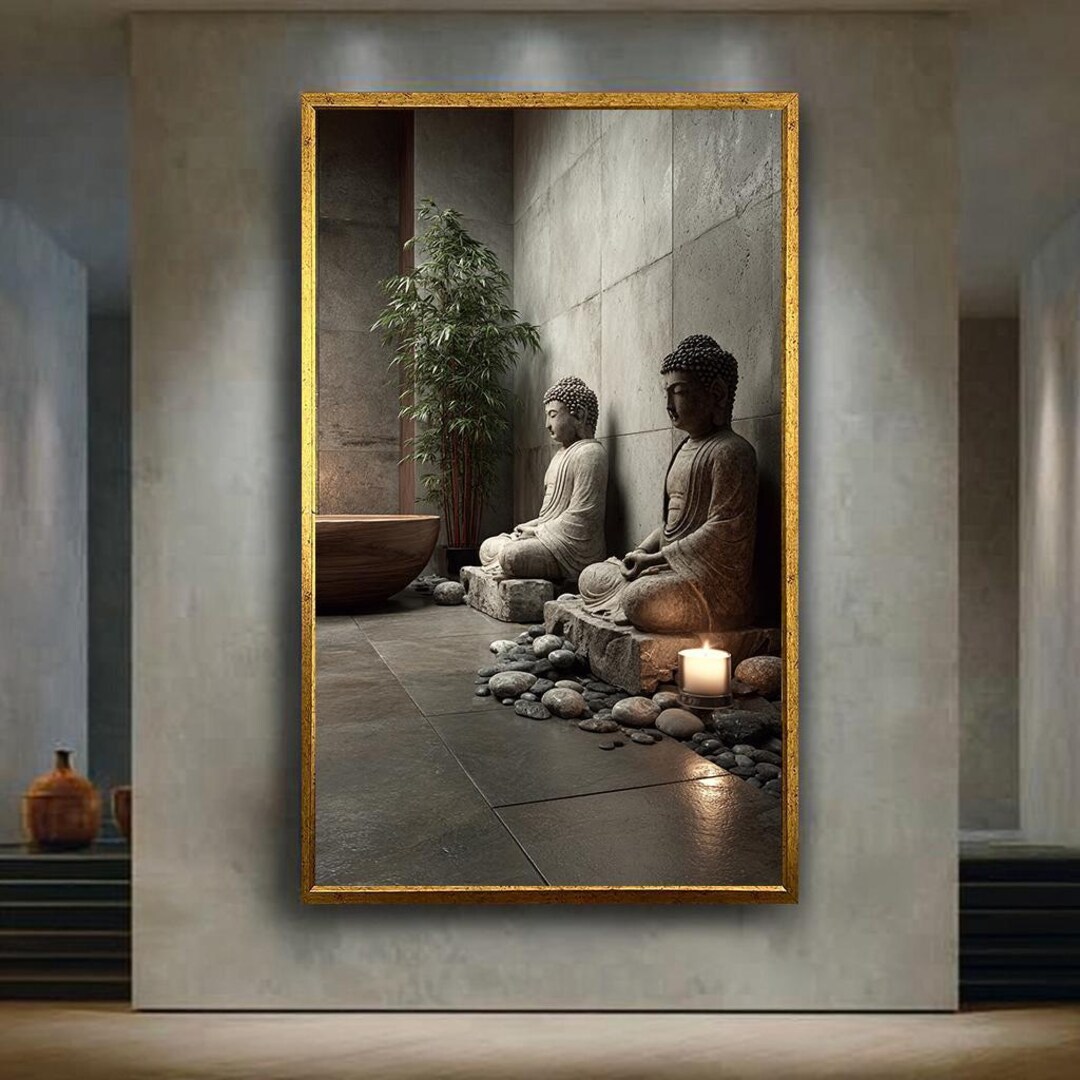 Zen Buddha Meditation Canvas Print – Minimalist Wall Art With Candles ...
