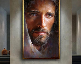 Jesus Portrait Canvas Print – Realistic Spiritual Wall Art for Christian Home, Prayer Room or Inspirational Faith Based Decoration