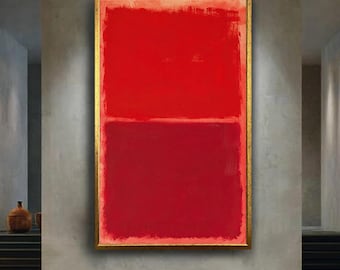 Red Abstract Color Field Painting Print | Minimalist Expressionist Wall Art Canvas | Bold Emotional Modern Art for Contemporary Interiors