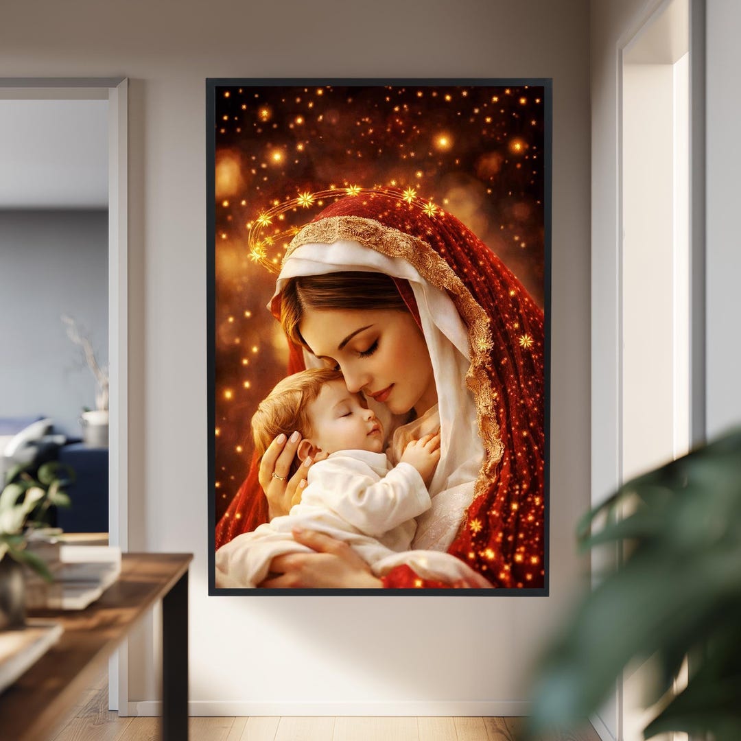 Virgin Mary With Baby Jesus Canvas Print, Madonna and Child Wall Art ...
