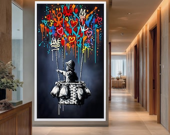 Banksy Balloon Canvas, Balloon Poster, Banksy Art, Wall Art Canvas Design, Ready To Hang Decoration for Modern Homes