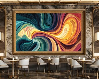 Colorful Abstract Swirl Wall Art Print, Vivid Energy Flow Canvas Art, Modern Vibrant Artwork for Creative and Bold Home Decor
