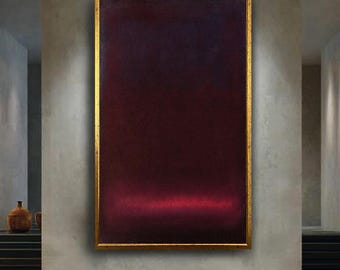 Mark Rothko Art Print. Dark Abstract Maroon and Black Canvas Wall Art – Minimalist Expressionist Print with Subtle Red Glow for Modern Decor