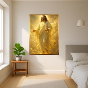 Ascension Of Jesus In Heavenly Light Canvas Christian Art Glorious Resurrection Wall Poster Divine Faith Based Spiritual Home Decor Print