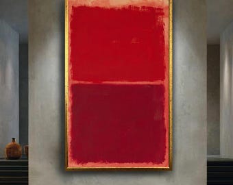 Mark Rothko  Red Canvas Wall Art – Modern Two-Tone Color Field Painting Inspired by Contemporary Expressionist Decor Style