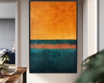 Mark Rothko Art Print Orange and Teal Abstract Canvas Wall Art – Minimalist Color Block Print for Modern Living Room, Bedroom or Home Decor