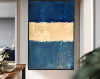 Mark Rothko Art Print. Blue and Beige Abstract Canvas Wall Art – Modern Color Block Print for Minimalist Living Room, Office and Home Decor