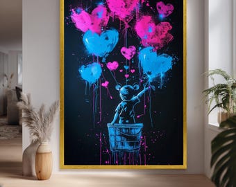 Banksy Balloon Canvas, Balloon Poster, Banksy Art, Wall Art Canvas Design, Ready To Hang Decoration. Home and Office Decor