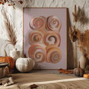 Cinnamon Roll Art Print: Cosy Kitchen Bakery Decor, Foodie Gift
