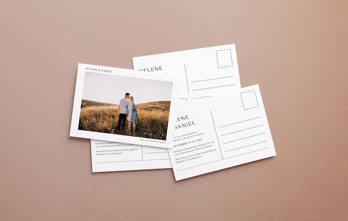 Minimalist Photo Postcard Invite | Canva Wedding Template | Printable ...