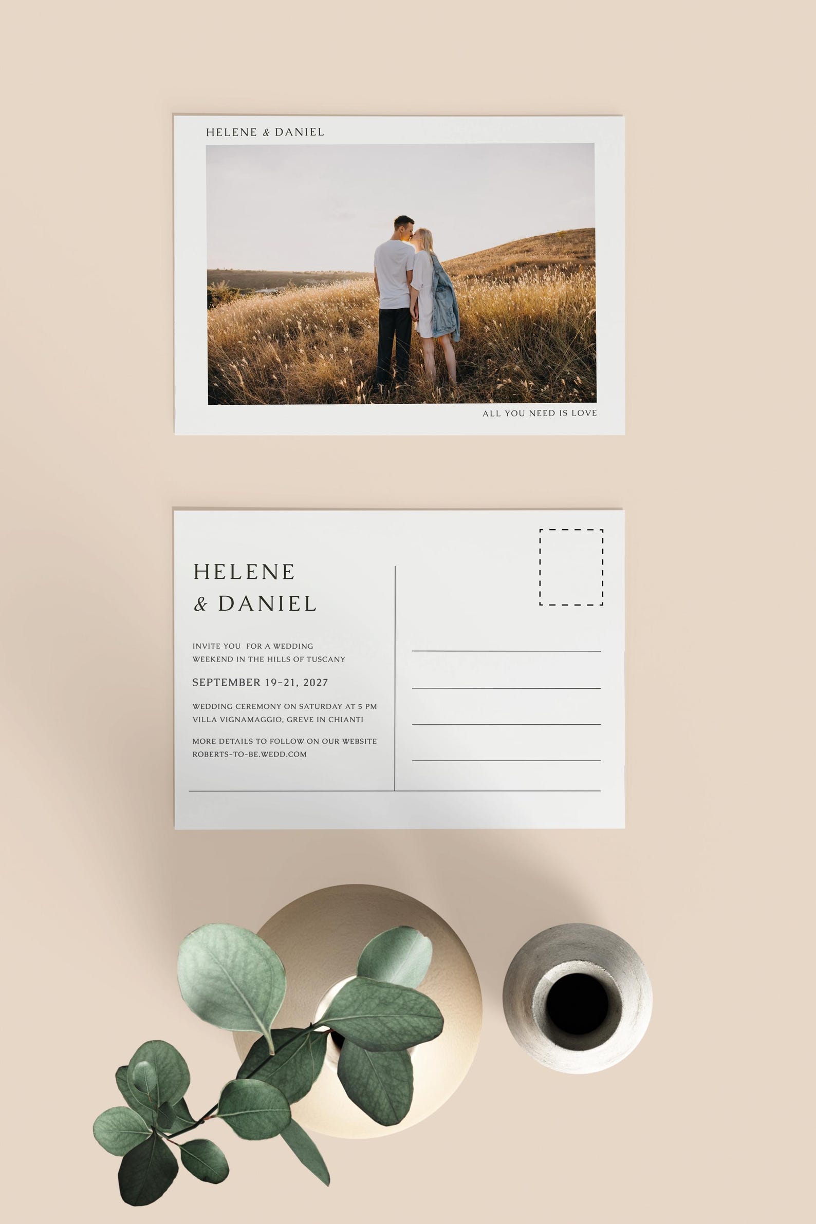 Minimalist Photo Postcard Invite | Canva Wedding Template | Printable ...