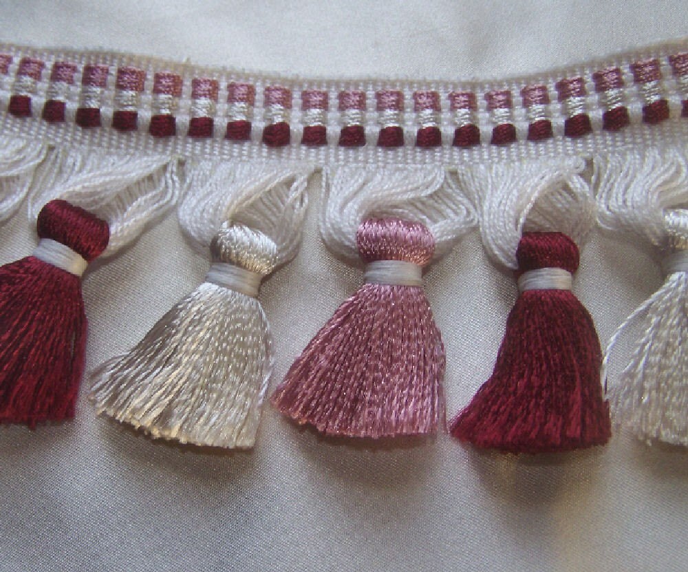 Tassel fringe by the yard red pink white Etsy