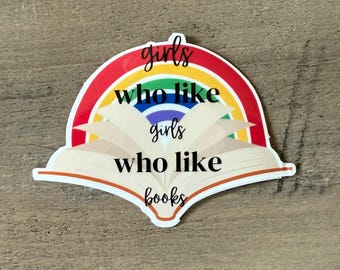 Pride Flag Stickers, Read with Pride, WLW Sticker, Reader Gifts, Gifts for Pride Month, Lesbian Books, Sapphic Art, Bookish Merch, LGBTQ