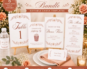 Terracotta Wedding Reception Bundle Template | Editable Canva Wedding Signs | Instant Download
