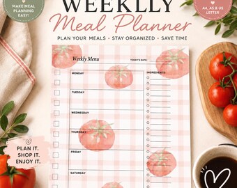 Weekly Meal Planner Printable | Tomato Farmhouse Design (Digital Download)