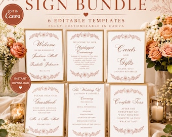 Terracotta Wedding Ceremony Sign Bundle Template | Editable Canva Wedding Signs | Instant Download
