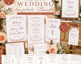 Terracotta HUGE Wedding Template Bundle | 22 Editable Canva Wedding Signs & Stationery | Instant Download