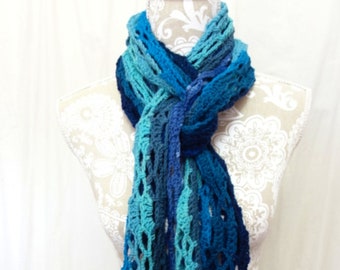 Shades of blue merino scarf