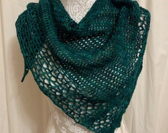 Emerald green merino asymmetrical scarf