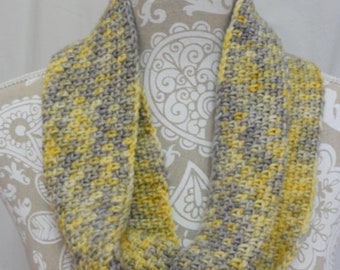 Light yellow and grey cashmere blend cowl