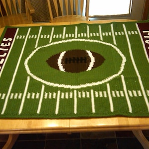 Custom Football AfghanYOUR school, YOUR colors image 1