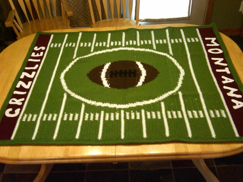 Custom Football AfghanYOUR school, YOUR colors image 1