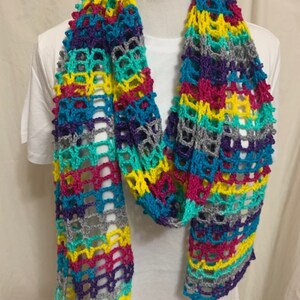 Bright purple, hot pink, turquoise lacy scarf image 3