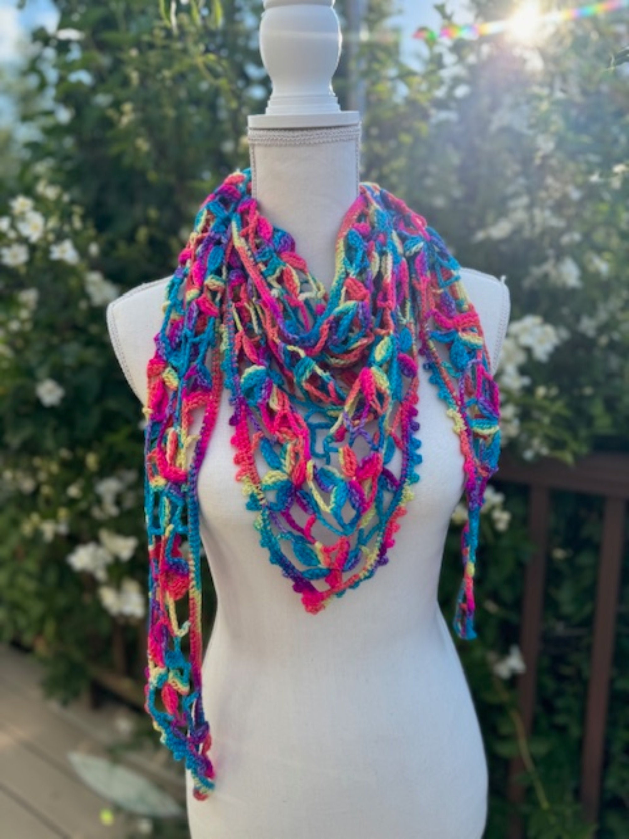 Bright tropical colors floral shawl