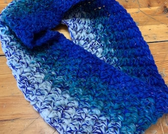 Blue white ombre cowl with a touch of sparkle