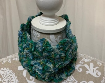 Blue Green cowl with sparkle