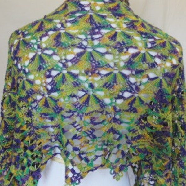 purple green gold lace shawl hand dyed in MT