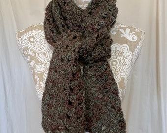 Made in Montana wool scarf in sage green and muted burgundy