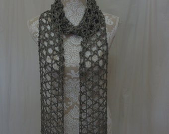 Grey taupe linen scarf (no wool)