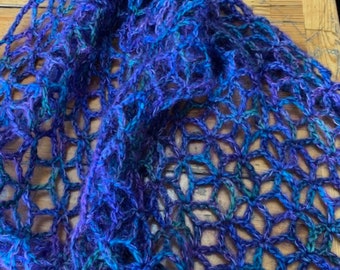 Purple cobalt lace shawl/scarf hand dyed in Montana