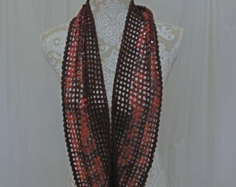Ruby Red Infinity Scarf with Sequins