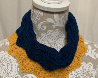 Blue and Gold Cowl Neckwarmer