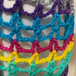 Bright purple, hot pink, turquoise lacy scarf image 4