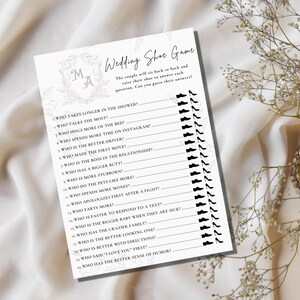 Editable Wedding Shoe Game Template, Funny Bridal Shower Game, Wedding Reception Game, Couples Game, Printable Instant Download, Canva, BR2