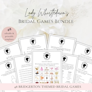 Bridgerton Lady Whistledown Editable Bridal Games Bundle, Bridgerton Bridal Shower, Regency Wedding, Game Package, Canva, Society Paper