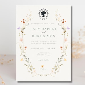 Editable Vintage Floral Bridgerton Wedding Bridal Shower Digital Invitation Instant Download, Regency Wedding Invite, Lady Whistledown