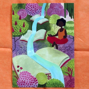 Livros na Mente - Cartão Postal com Impressão Artística