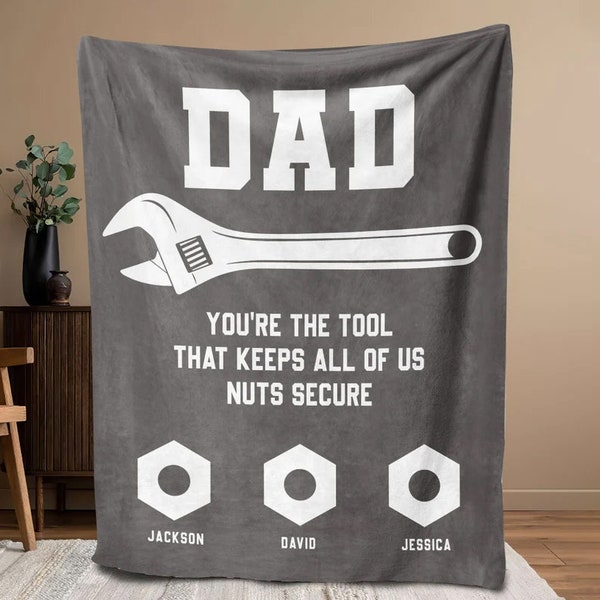 Personalized Gift For Fathers Day, Custom blanket Dad, Funny Dad Tools Blanket, Father's Day Gift for Dad, Grandpa