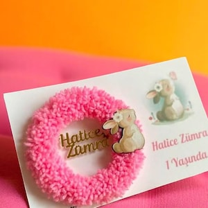 Personalized Baby Name Magnet with Card – Plush Bunny Magnet for Baby Shower, 1st Birthday Favor, Custom Soft Keepsake Gift For Baby
