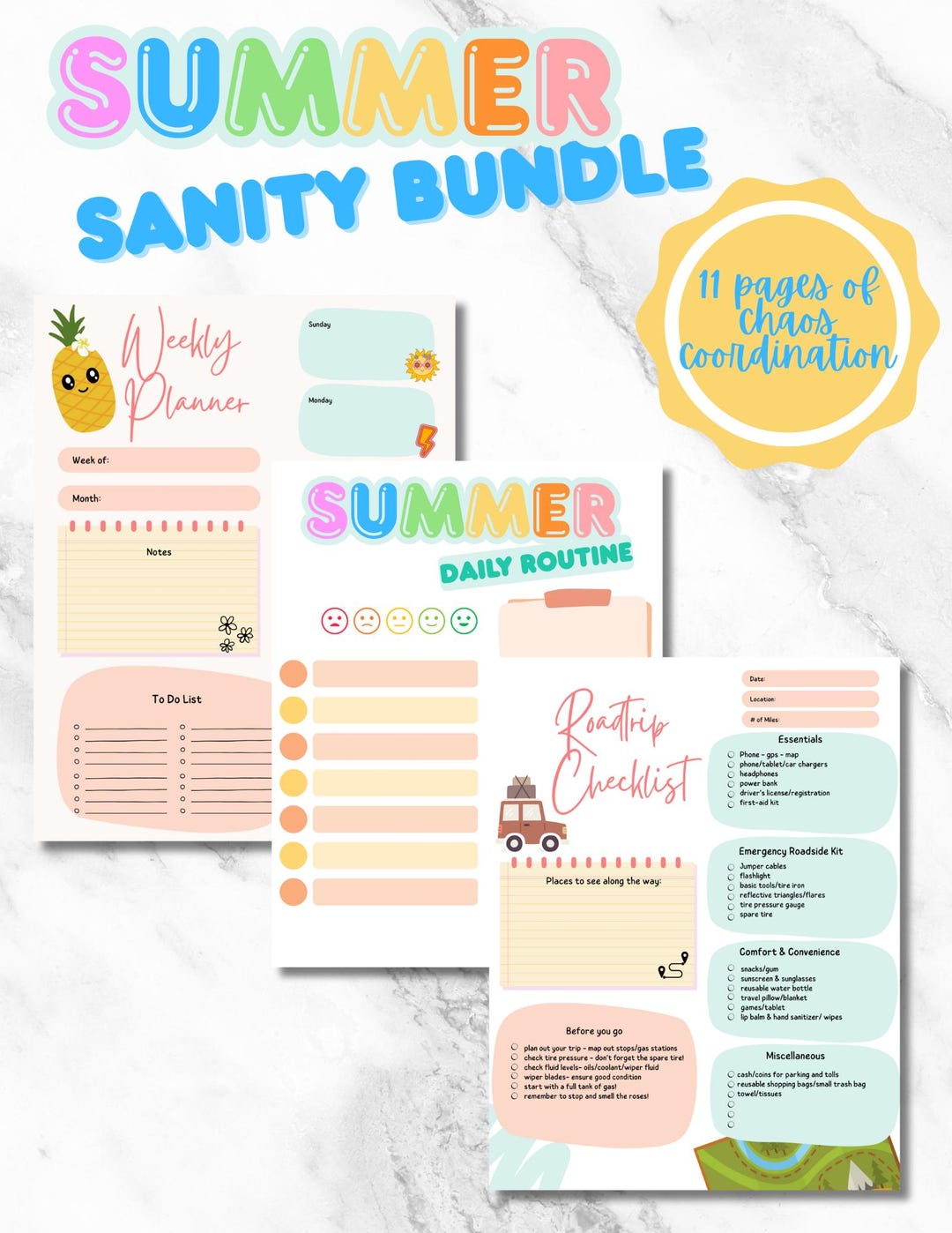 Summer Sanity Bundle, Organization, Printable, Editable Pdfs, Summer ...