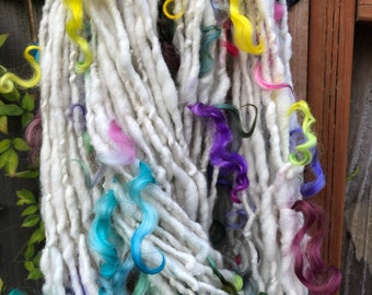 HANDSPUN Wool Locks Spun Thick and Thin Bulky YARN