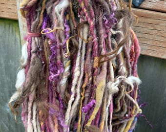 HANDSPUN Yarn Wool Thick and Thin Yarn with Locks