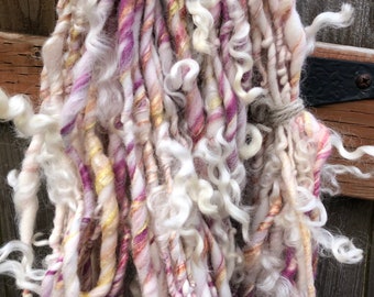HANDSPUN Yarn Wool Thick and Thin Yarn with Locks